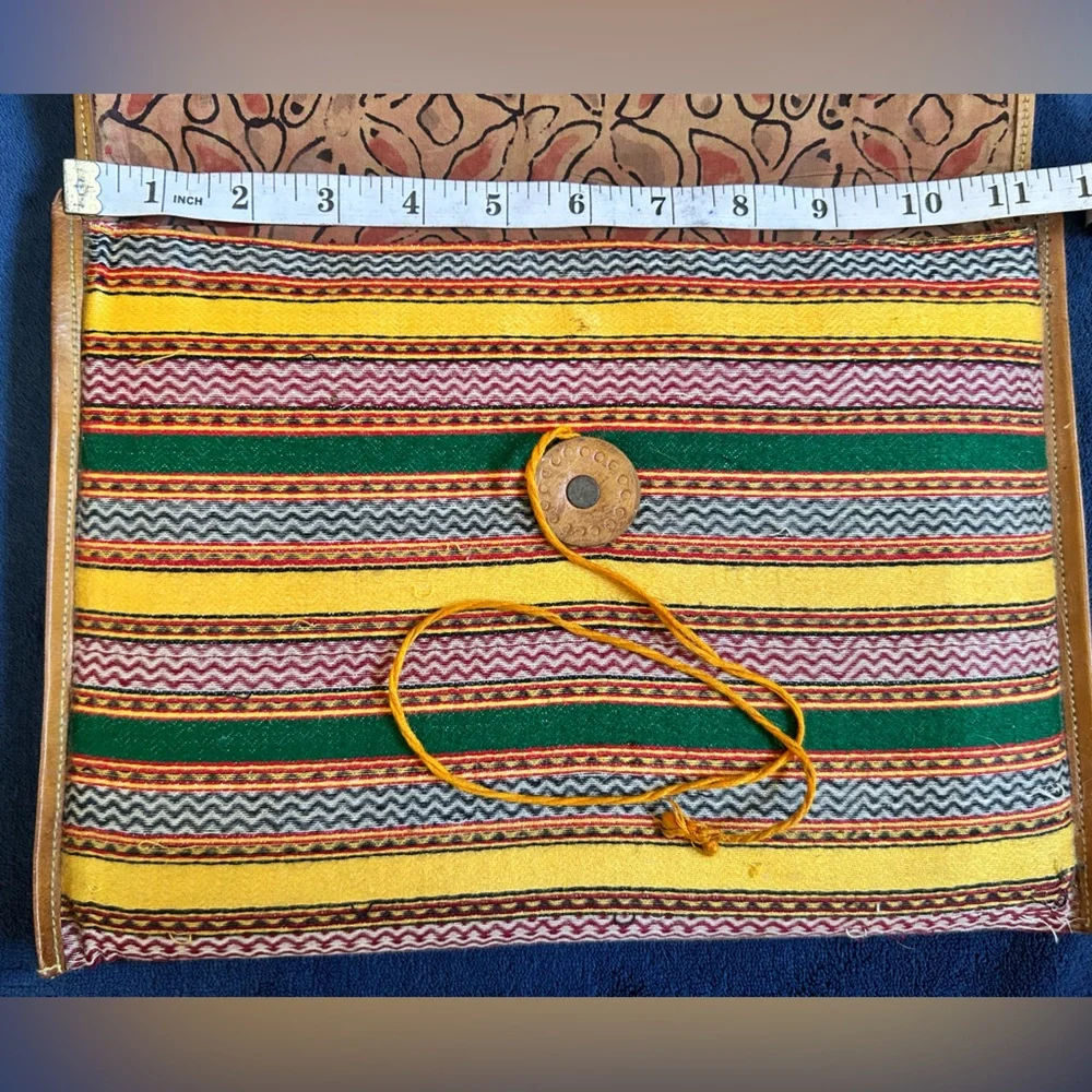 iPad Vintage Striped Leather and Fabric Clutch
